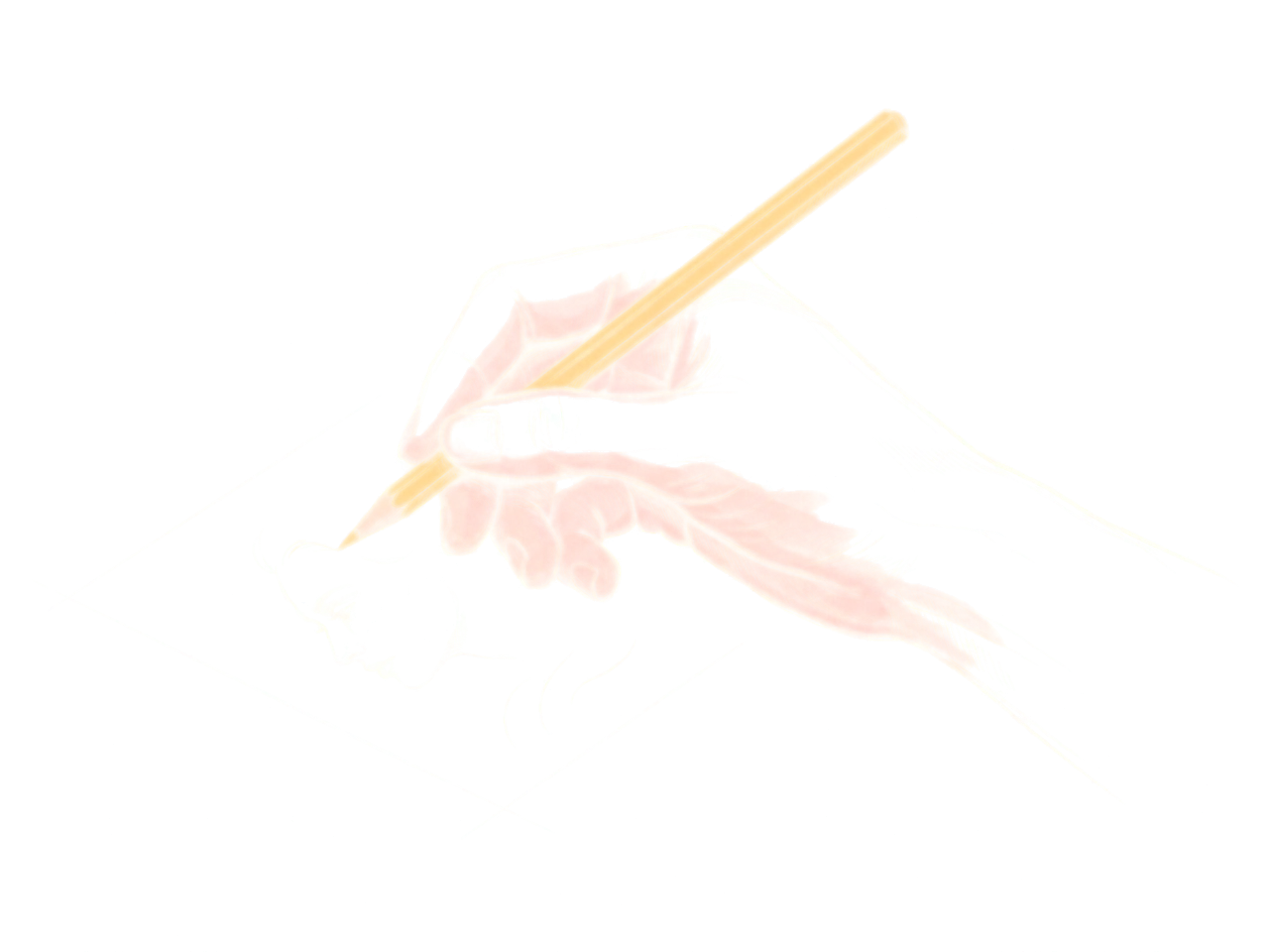 Учебный рисунок руки с рисующим инструментом.